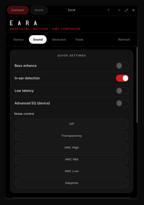 EarA Sound tab